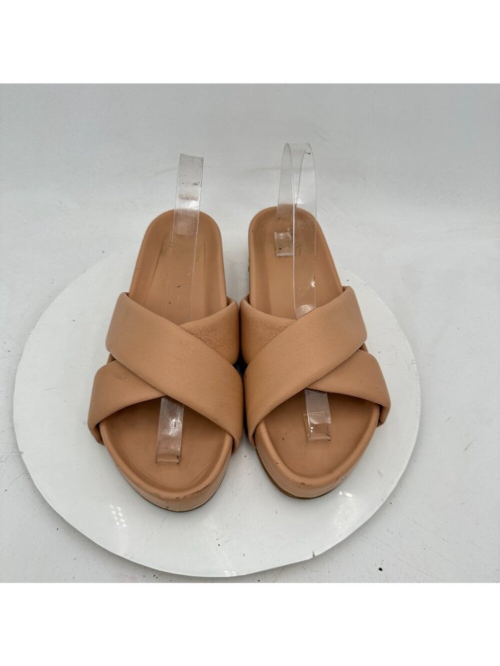 Beek Rhea Women Size 9 Cream Brown Beach Slides Slip On Platform Sandal - Picture 3 of 11